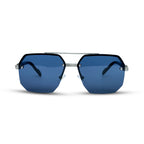 Matte Black Geometric Shield Sunglasses