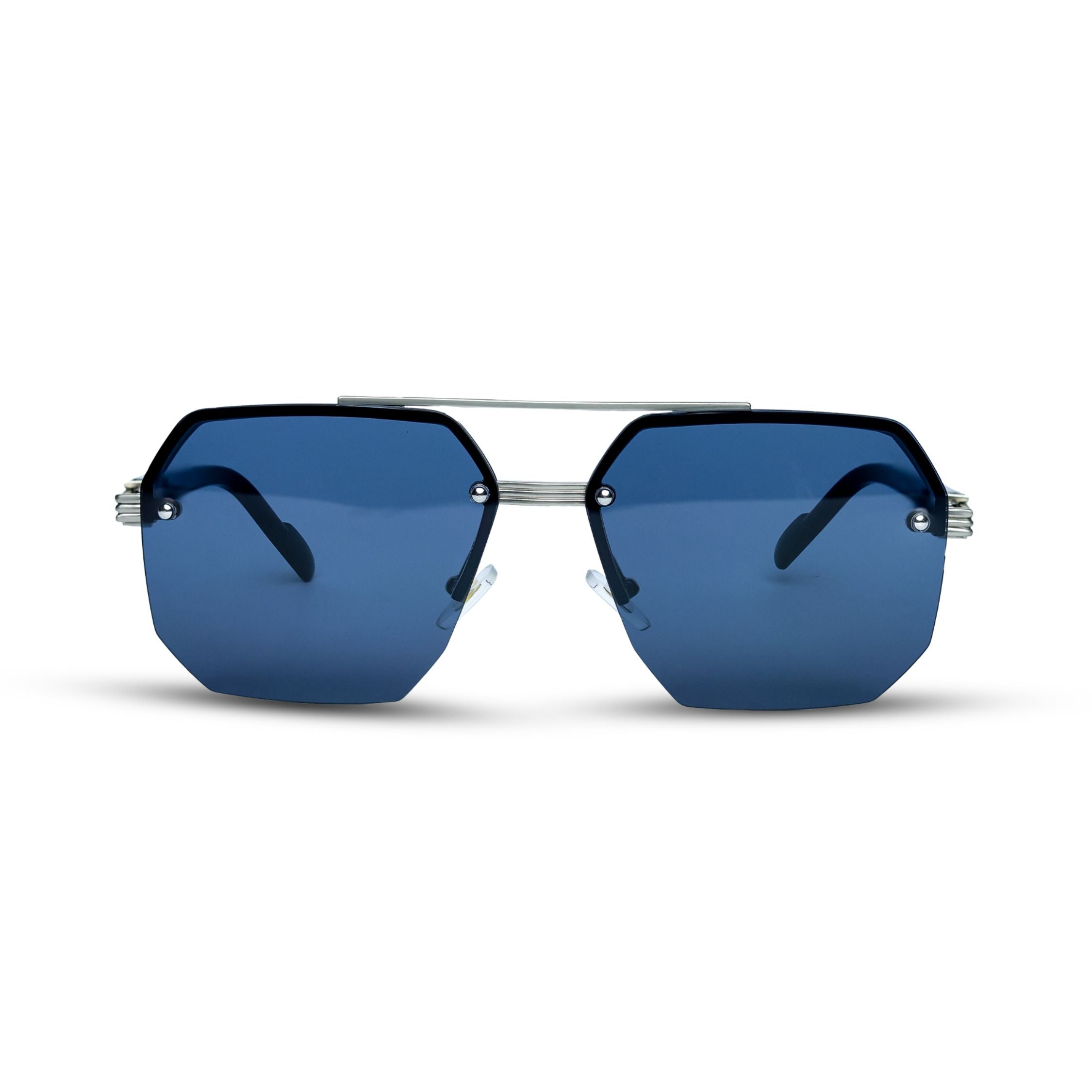 Matte Black Geometric Shield Sunglasses