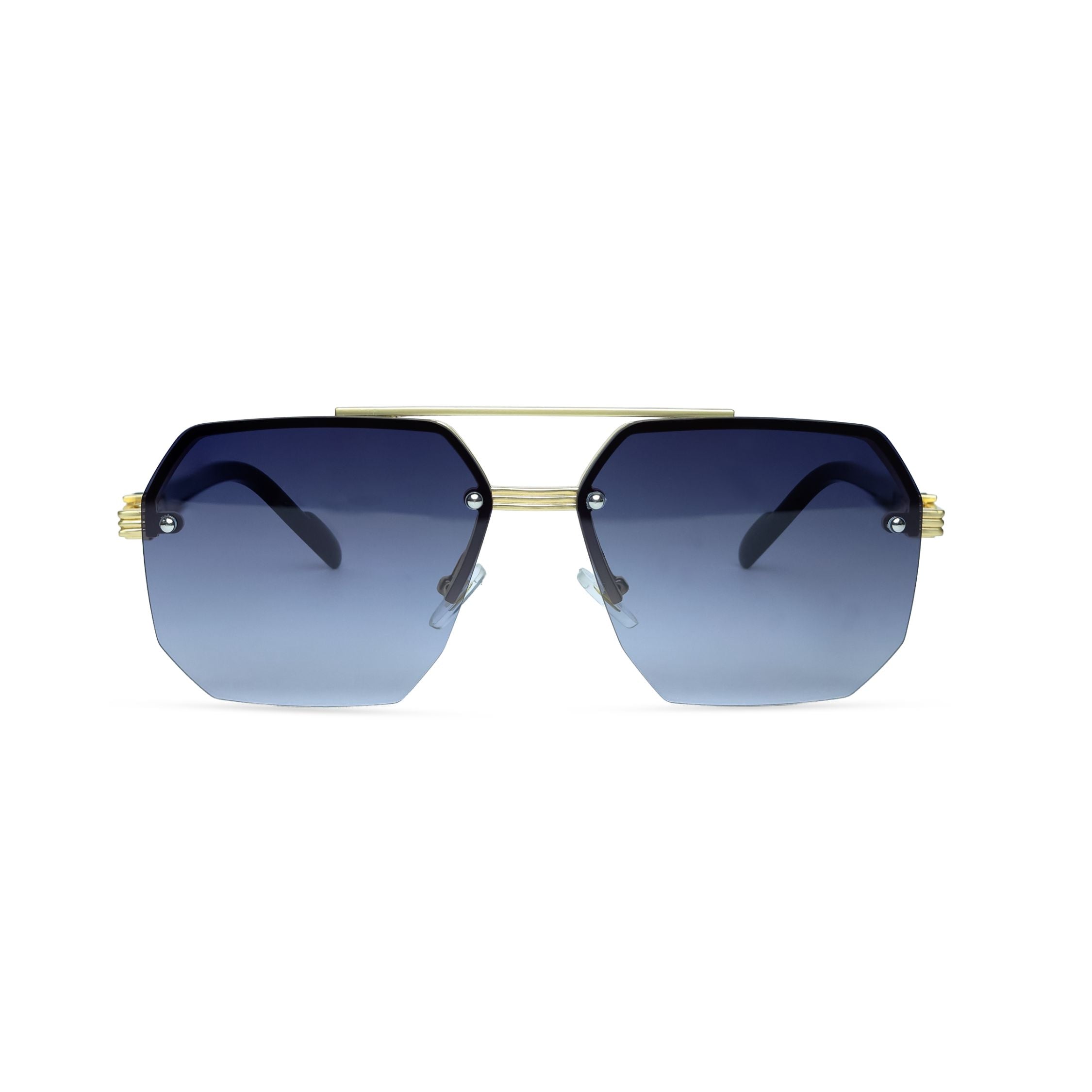 Matte Black Geometric Shield Sunglasses