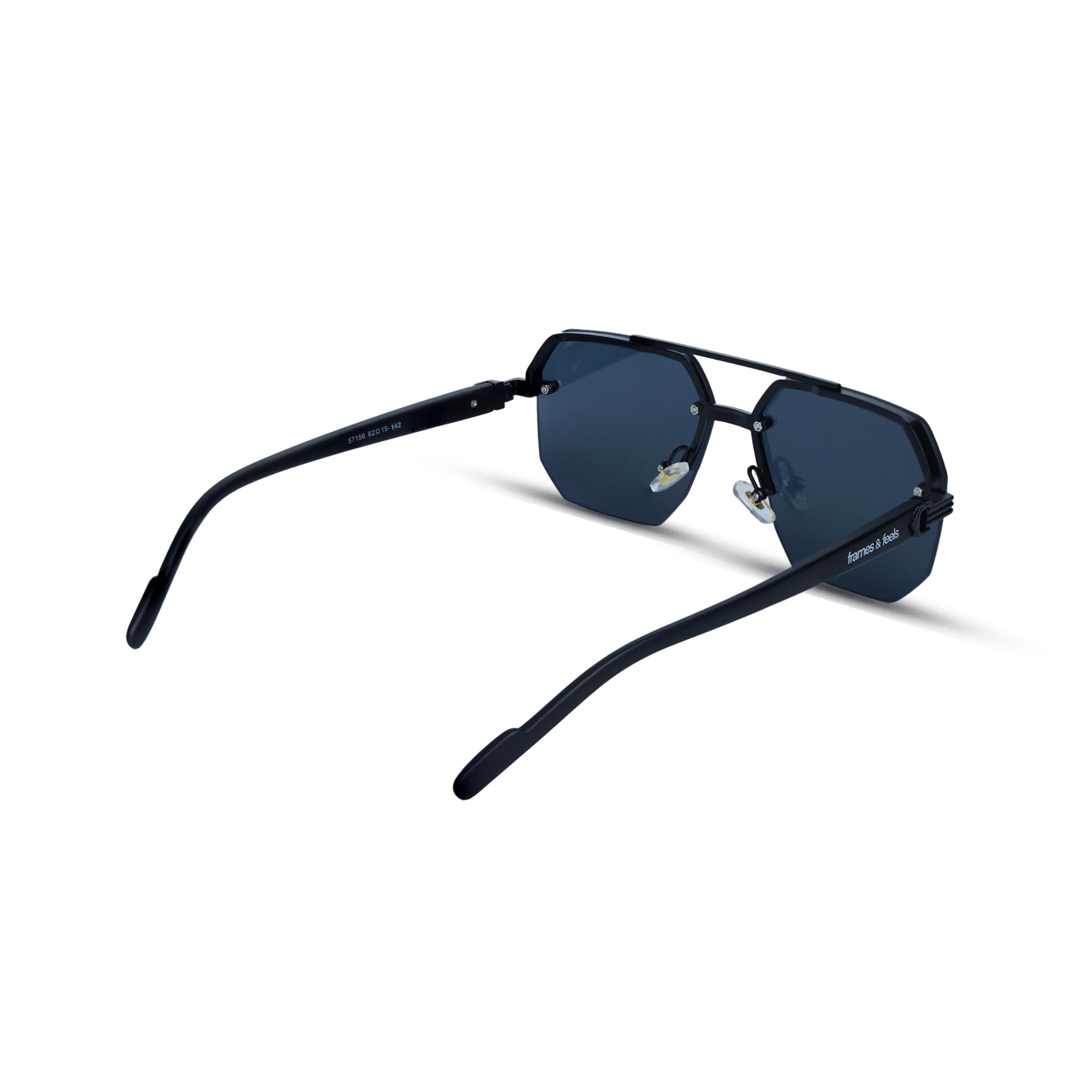 Matte Black Geometric Shield Sunglasses