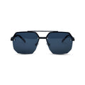 Matte Black Geometric Shield Sunglasses
