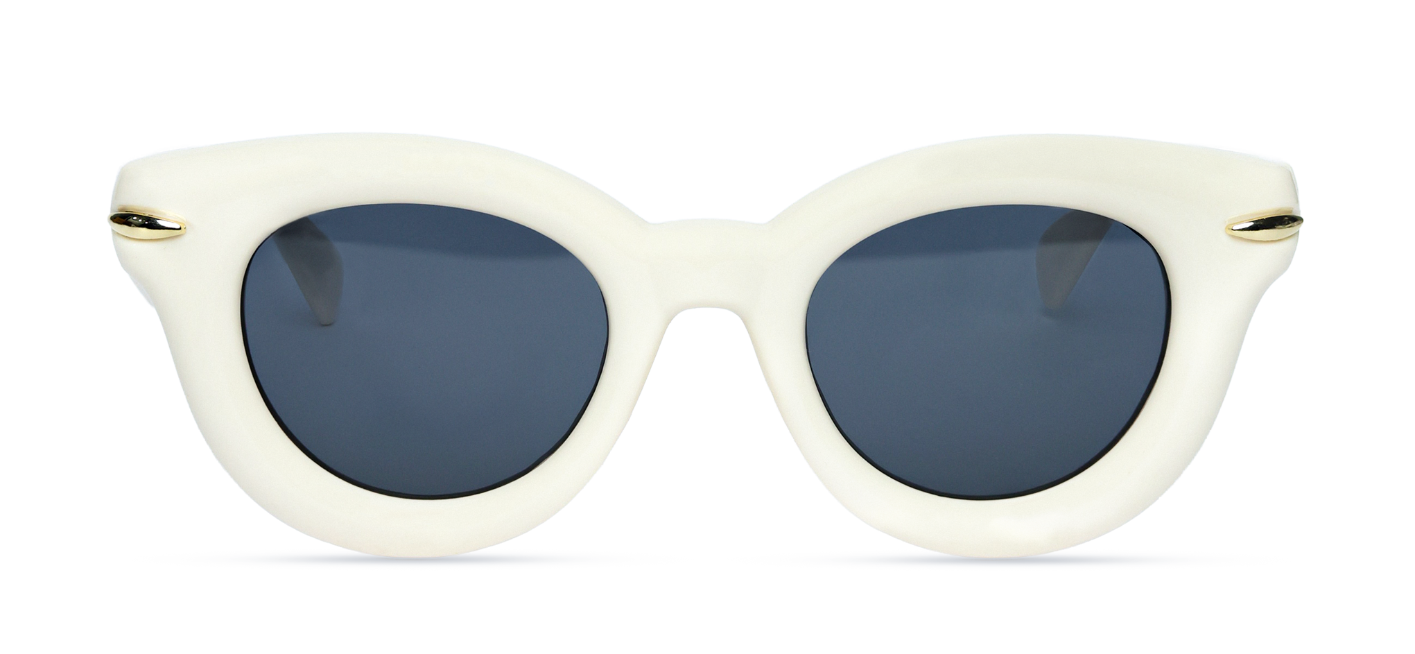 Retro Cat-Eye Cream Sunglasses (5711 - CREAMY-WHITE-S.SMK)