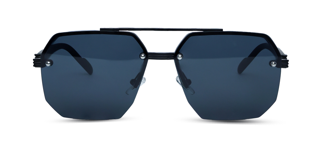Matte Black Geometric Shield Sunglasses