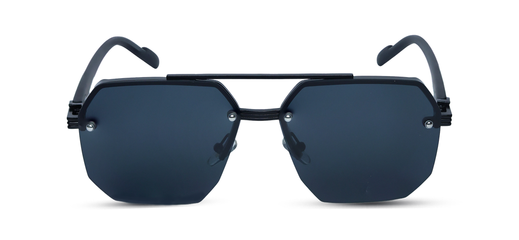 Matte Black Geometric Shield Sunglasses