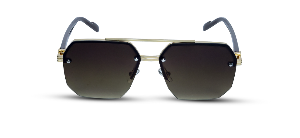 Luxurious Gold Trim Aviator-Style Sunglasses