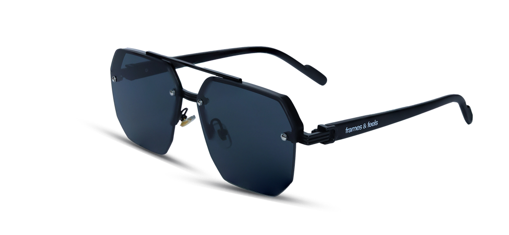 Matte Black Geometric Shield Sunglasses
