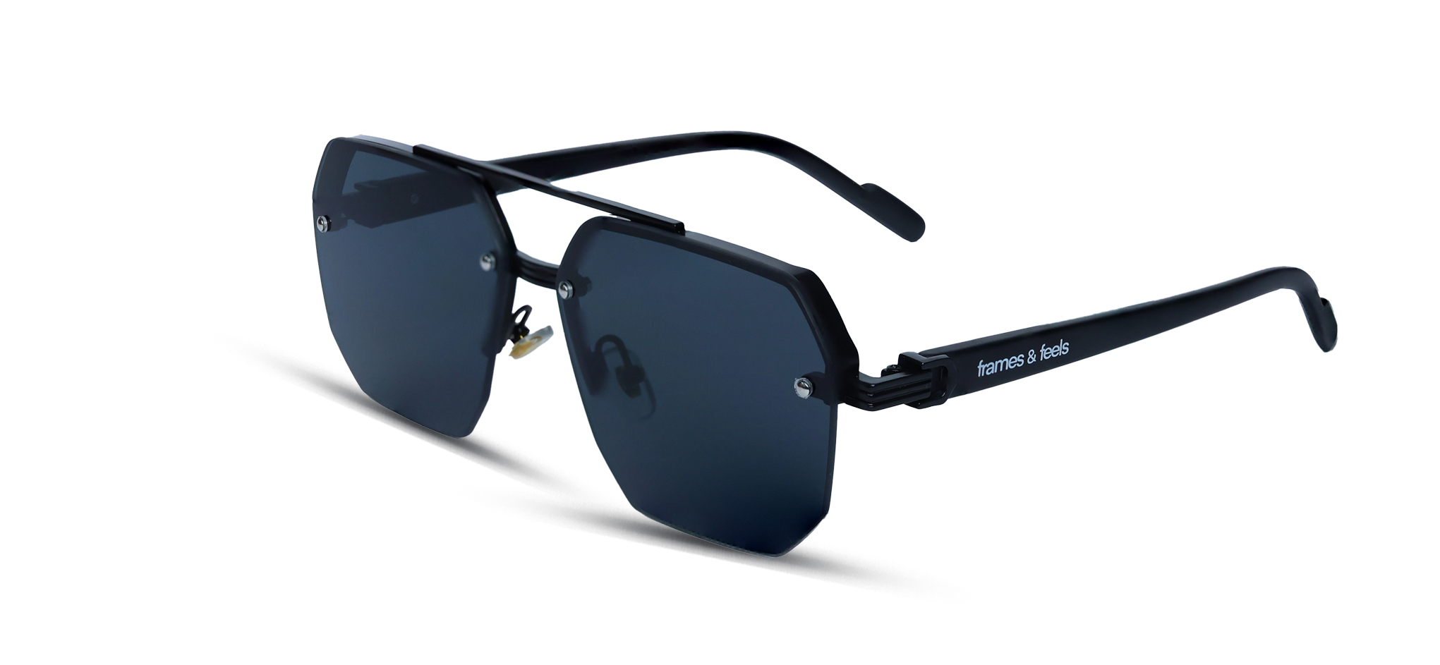 Matte Black Geometric Shield Sunglasses  (57156 - GOLD - M.BK - S.SMK)