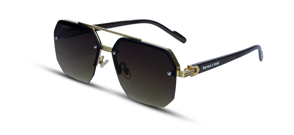 Luxurious Gold Trim Aviator-Style Sunglasses