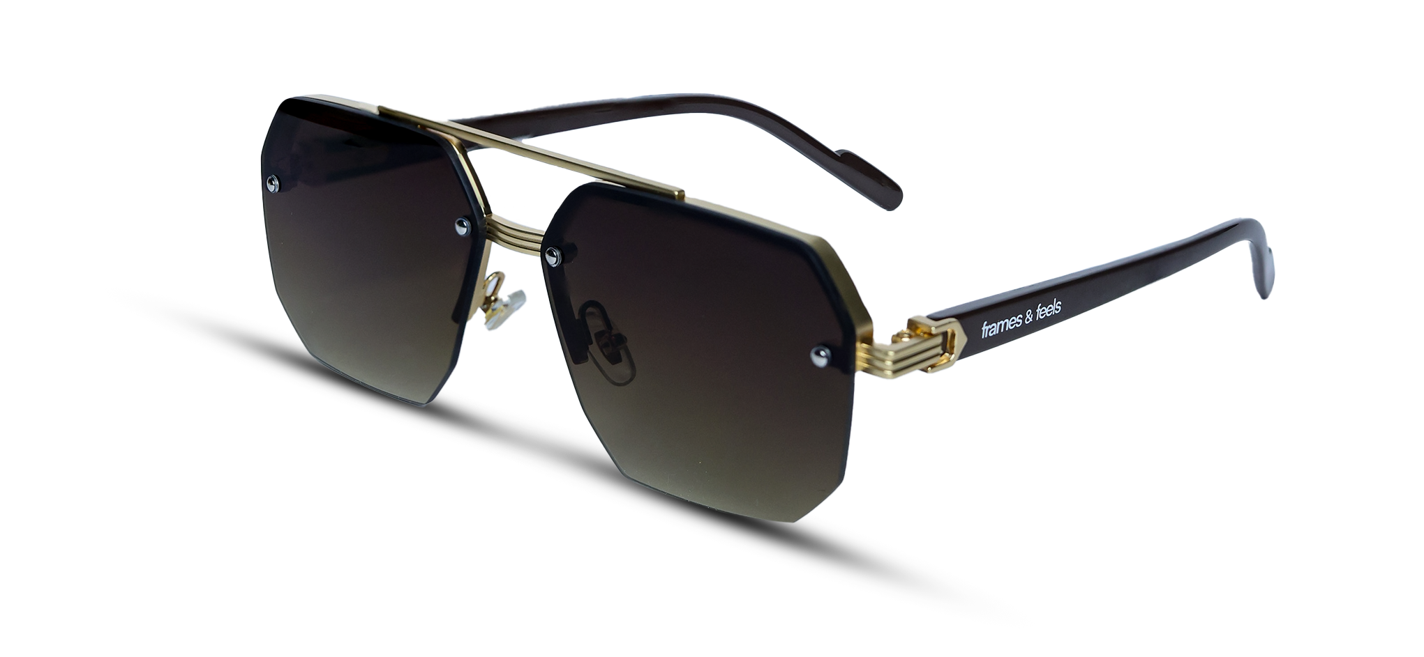 Luxurious Gold Trim Aviator-Style Sunglasses (57156 - GOLD-BRN- G-BRN)