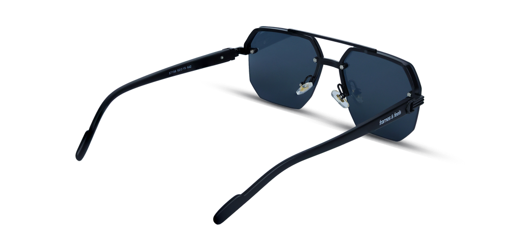 Matte Black Geometric Shield Sunglasses