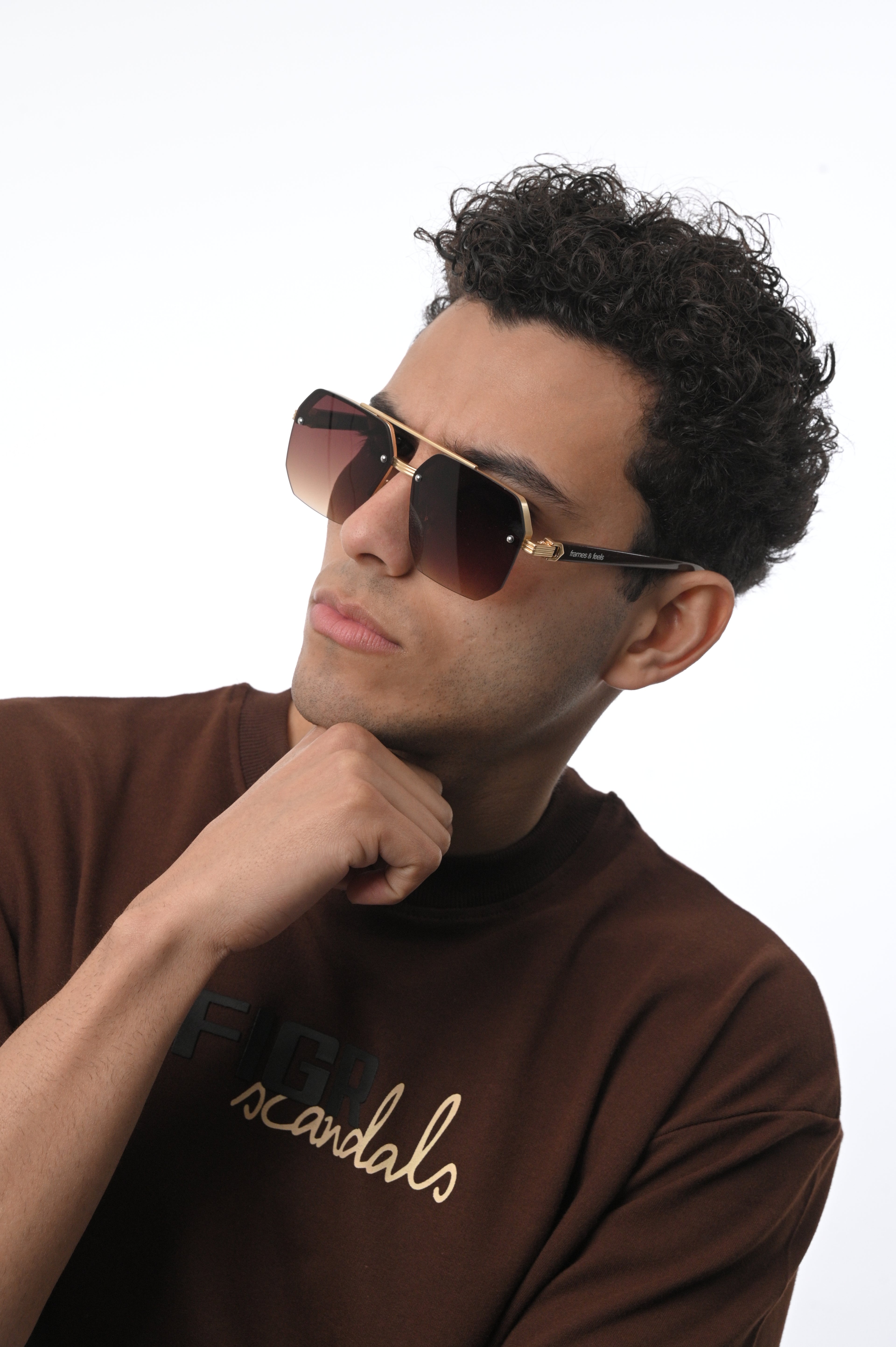 Luxurious Gold Trim Aviator-Style Sunglasses